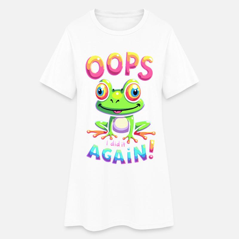 Grenouille colorée avec message optimiste - Robe T-shirt Femme - blanc