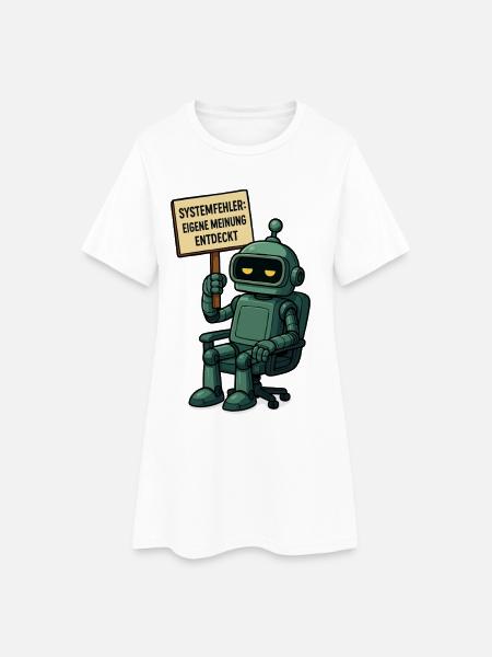 Systemfehler entdeckt – Denk selbst! Roboter - Frauen T-Shirt-Kleid - Weiß