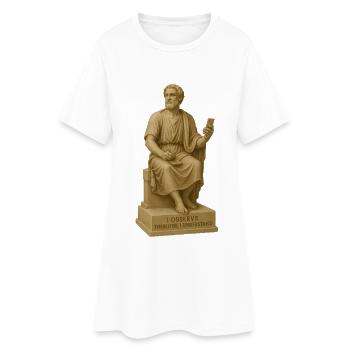 Statue de philosophe antique avec smartphone - Robe T-shirt Femme - blanc - Devant