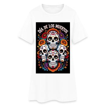 Dia de los Muertos Jour du Crâne de la Fleur Morte - Robe T-shirt Femme - blanc - Devant