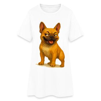 Vilain bouledogue dessin animé sourire - Robe T-shirt Femme - blanc - Devant