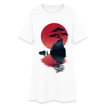 Roter Zen Sonnenuntergang Insel - Frauen T-Shirt-Kleid - Weiß - Vorne