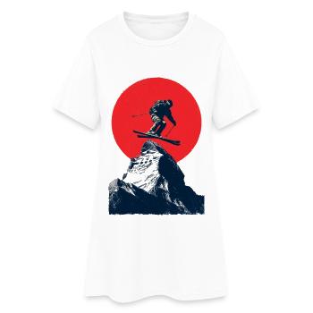 Saut à ski sur des sommets rocheux - Robe T-shirt Femme - blanc - Devant