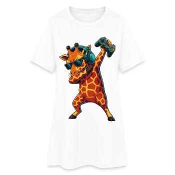 Gamer-Giraffe spielt Videospielkunst - Frauen T-Shirt-Kleid - Weiß - Vorne
