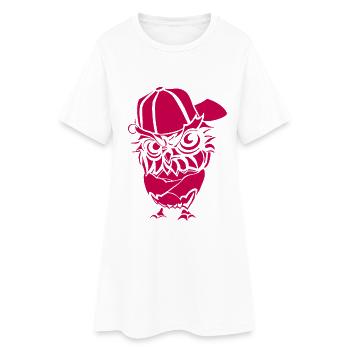 Hip Hopper Eule - Frauen T-Shirt-Kleid - Weiß - Vorne