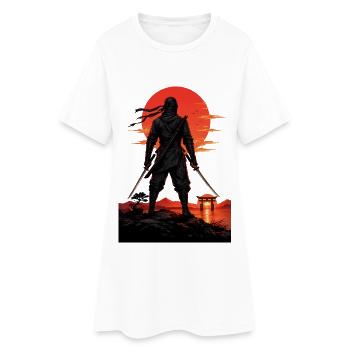 Ninja au Coucher du Soleil près de la Porte Torii - Robe T-shirt Femme - blanc - Devant