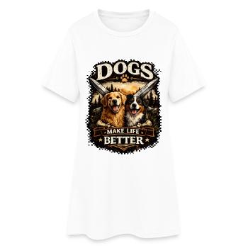 Hunde machen das Leben besser - Frauen T-Shirt-Kleid - Weiß - Vorne