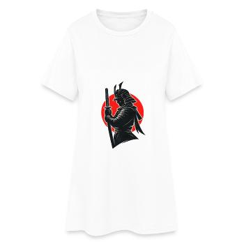 Silhouette de samouraï sous le soleil rouge - Robe T-shirt Femme - blanc - Devant