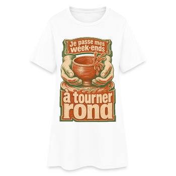 Poterie : Je passe mes week-ends à tourner rond - Robe T-shirt Femme - blanc - Devant