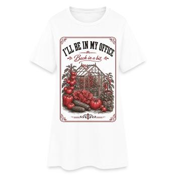 Ich bin in meinem Büro beim Bio-Gärtnern - Frauen T-Shirt-Kleid - Weiß - Vorne