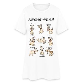 Hunde Yoga - Frauen T-Shirt-Kleid - Weiß - Vorne