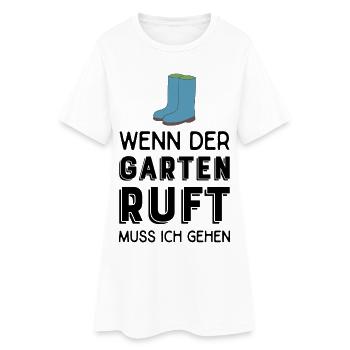 Gartenarbeit - Frauen T-Shirt-Kleid - Weiß - Vorne