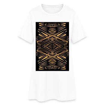 Motif ethnique doré sur noir - Robe T-shirt Femme - blanc - Devant