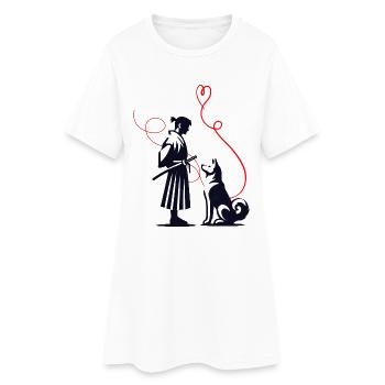 Hundehalstuch Akita Samurai Roter Faden - Frauen T-Shirt-Kleid - Weiß - Vorne