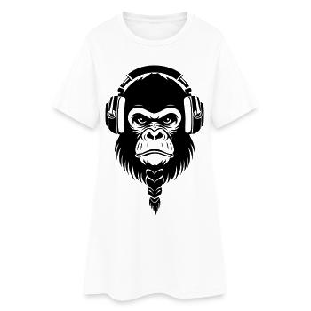 Cafe Relaxed Monkey Chemise de casque sans fil - Robe T-shirt Femme - blanc - Devant