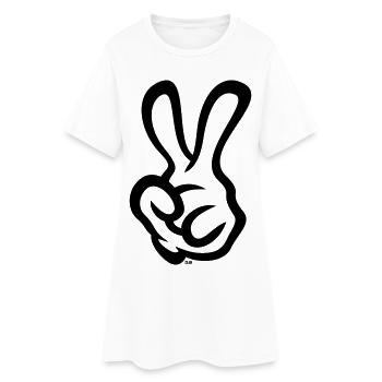 Victory Handzeichen (Linke Hand / 1C) - Frauen T-Shirt-Kleid - Weiß - Vorne