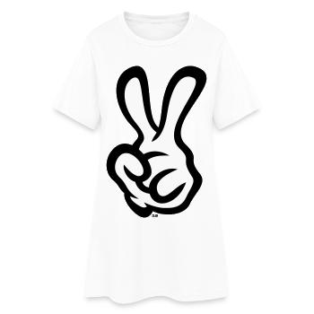 Signe de la main de la victoire (Main gauche / POS / 2C) - Robe T-shirt Femme - blanc - Devant