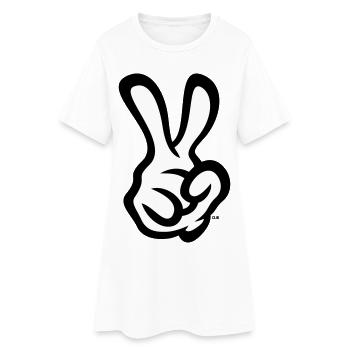 Signe de la main de la victoire (Main droite / POS / 2C) - Robe T-shirt Femme - blanc - Devant
