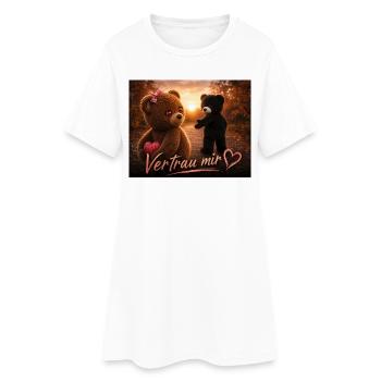 Vertrau mir – Süße Teddybären - Frauen T-Shirt-Kleid - Weiß - Vorne