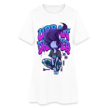 Urban Dreamer Lofi Anime Girl Graffiti Streetwear - Frauen T-Shirt-Kleid - Weiß - Vorne