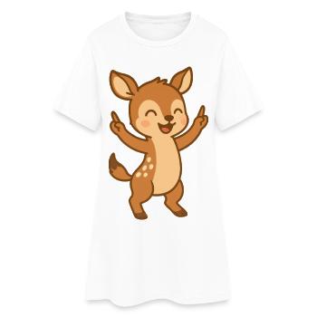 Tanzendes Hirschbaby - Frauen T-Shirt-Kleid - Weiß - Vorne
