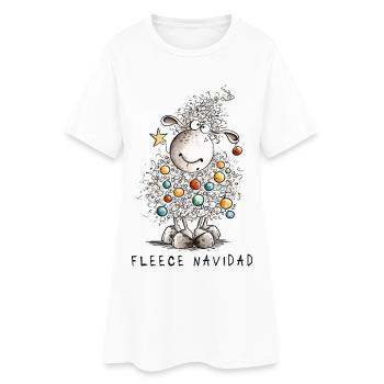 Fleece Navidad Weihnachtsschaf Cartoon Schaf - Frauen T-Shirt-Kleid - Weiß - Vorne