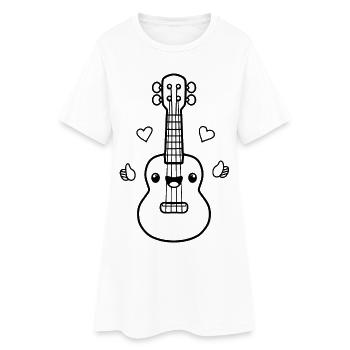 Ukulélé Cartoon Look - Robe T-shirt Femme - blanc - Devant