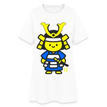 Kanji bleu samouraï kawaii - Robe T-shirt Femme - blanc - Devant