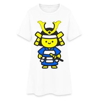 Kawaii Samurai in Blue - Women’s T-Shirt Dress - white - Front