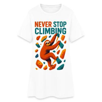 Bouldern Faultier Klettern Motivation Geschenk - Frauen T-Shirt-Kleid - Weiß - Vorne