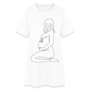 Femme enceinte en dessin trait - Robe T-shirt Femme - blanc - Devant