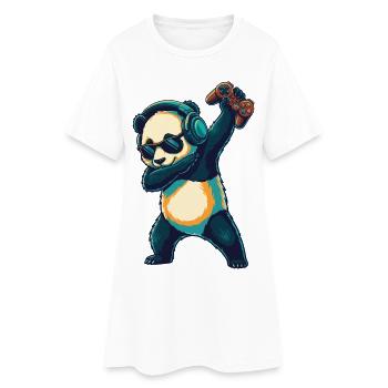 Joueur d’ours panda jouant à des jeux vidéo en art - Robe T-shirt Femme - blanc - Devant