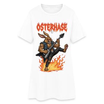 Heavy Metal Lapin de Pâques Rocker Lapin de Pâques Hardcore - Robe T-shirt Femme - blanc - Devant