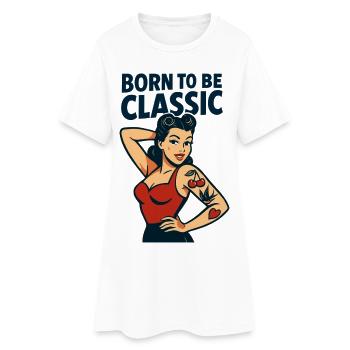 T-shirt rétro classique de la fille pin-up née pour être - Robe T-shirt Femme - blanc - Devant