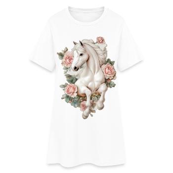 Cheval Vintage - Robe T-shirt Femme - blanc - Devant