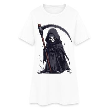 Faucheuse en robe noire - Robe T-shirt Femme - blanc - Devant