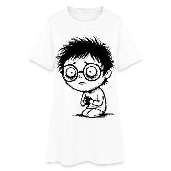 Étudiant Café Fatigue Regard Vide Manga - Robe T-shirt Femme - blanc - Devant