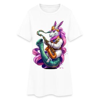 Saxophone licorne étincelant - Robe T-shirt Femme - blanc - Devant