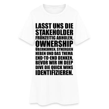 Business Buzzword – Lustiger Meeting Spruch Büro - Frauen T-Shirt-Kleid - Weiß - Vorne