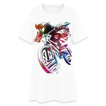 A colorful bicycle in abstraction - Women’s T-Shirt Dress - white - Front
