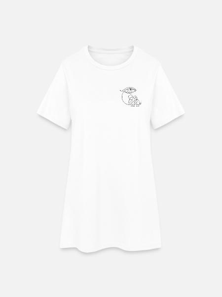 Guardian Eye – Kind & Hund One-Line-Art - Frauen T-Shirt-Kleid - Weiß
