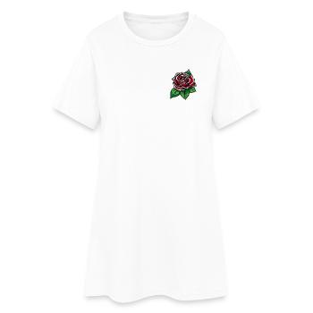 Crimson Rose Pop Art Bloom - Frauen T-Shirt-Kleid - Weiß - Vorne