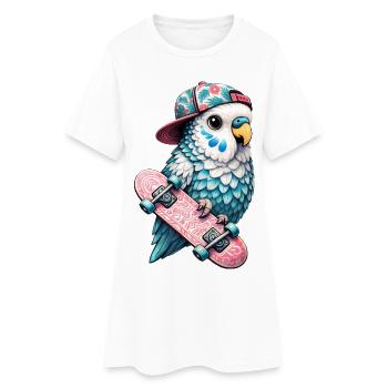 Oiseau Skateboard Cool avec Casquette – Streetstyle Desi - Robe T-shirt Femme - blanc - Devant