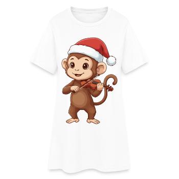 Le singe de Noël jouant de l’art du violon - Robe T-shirt Femme - blanc - Devant