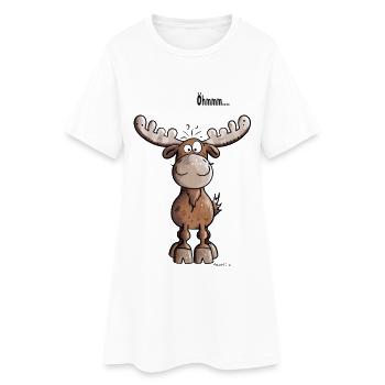 Öhmmm Elch - Frauen T-Shirt-Kleid - Weiß - Vorne