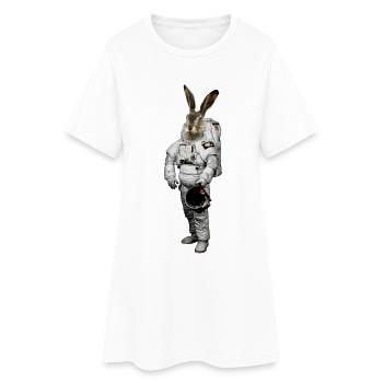 Hase Astronaut - Frauen T-Shirt-Kleid - Weiß - Vorne