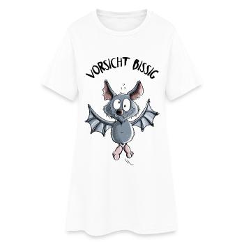 Vorsicht Bissig Fledermaus - Frauen T-Shirt-Kleid - Weiß - Vorne