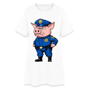 Polizei Schweine - Frauen T-Shirt-Kleid - Weiß - Vorne