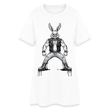 Heavy Metal Lapin de Pâques Rocker Lapin de Pâques Hardcore - Robe T-shirt Femme - blanc - Devant