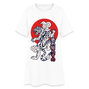 Osore Shirazuno: Fearless Tiger - Frauen T-Shirt-Kleid - Weiß - Vorne